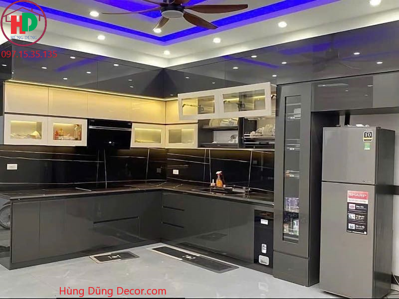 Tủ bếp gỗ công nghiệp MDF phủ Acrylic