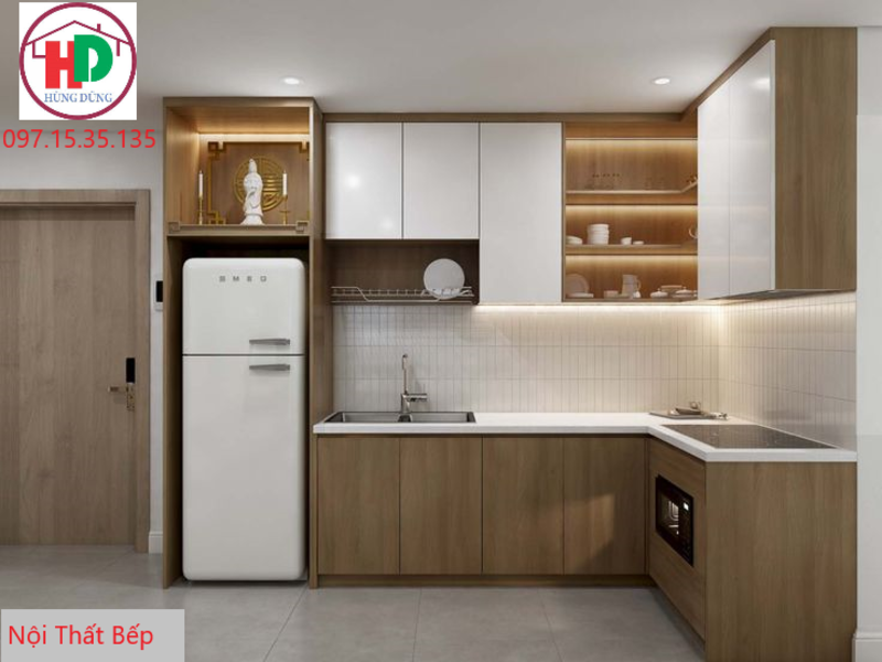 làm tủ bếp băng gỗ công nghiệp