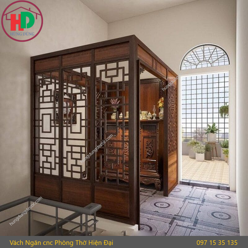vách ngăn cnc phòng thờ hiện đại