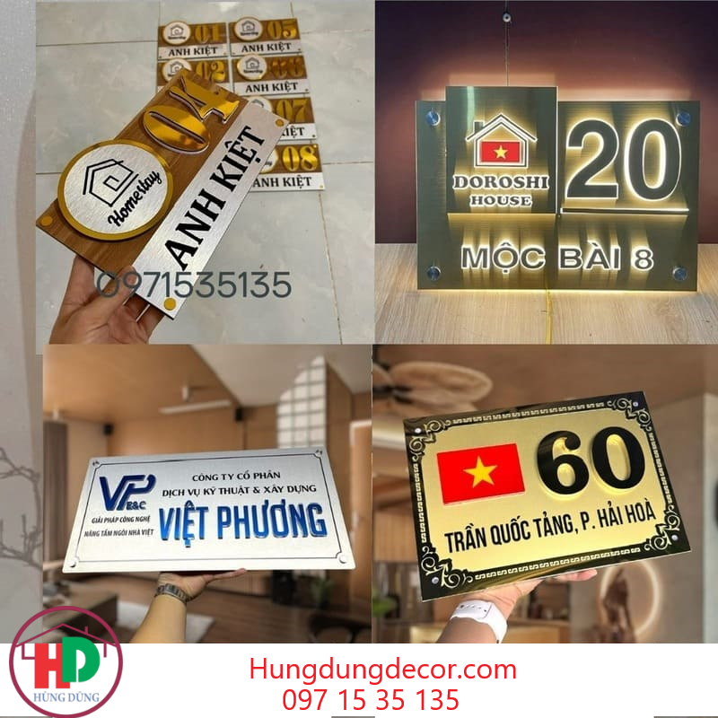 Hình ảnh bảng số nhà thiết kế hiện đại, chất liệu bền đẹp do Hùng Dũng Decor thi công