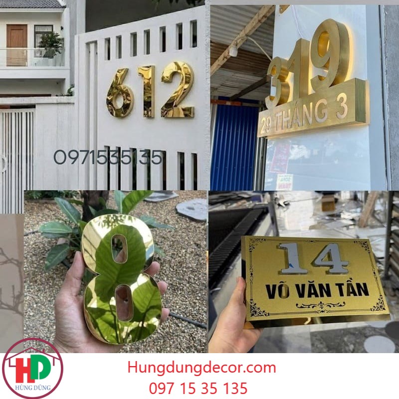 mẫu biển số nhà inox hiện đại