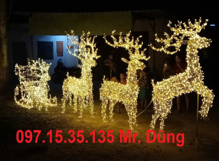 mô hình tuần lộc thép quấn led