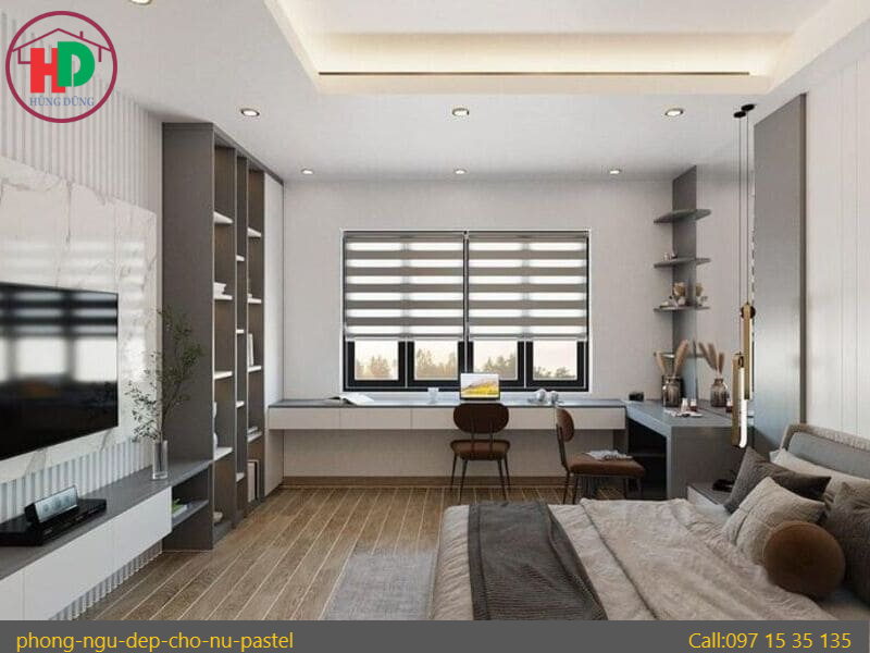 Phòng ngủ cho nữ trẻ trung, phong cách Hàn Quốc