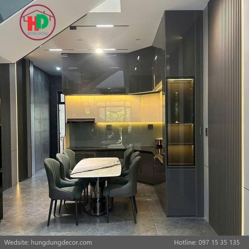 Mẫu tủ bếp MDF chữ L