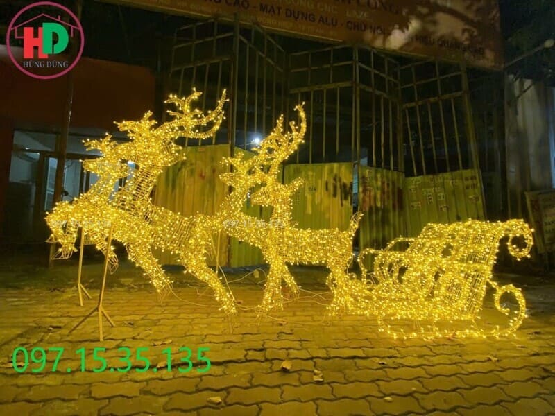 tuần lộc thép quấn led