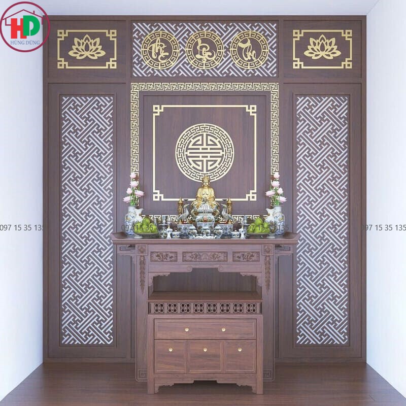 thi công vách ngăn hoa văn phòng thờ tại thủ đức